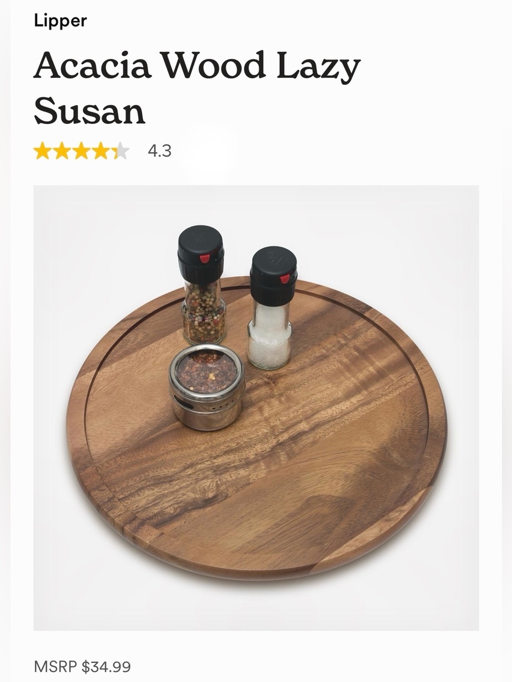 Lipper International Acacia Wood Lazy Susan